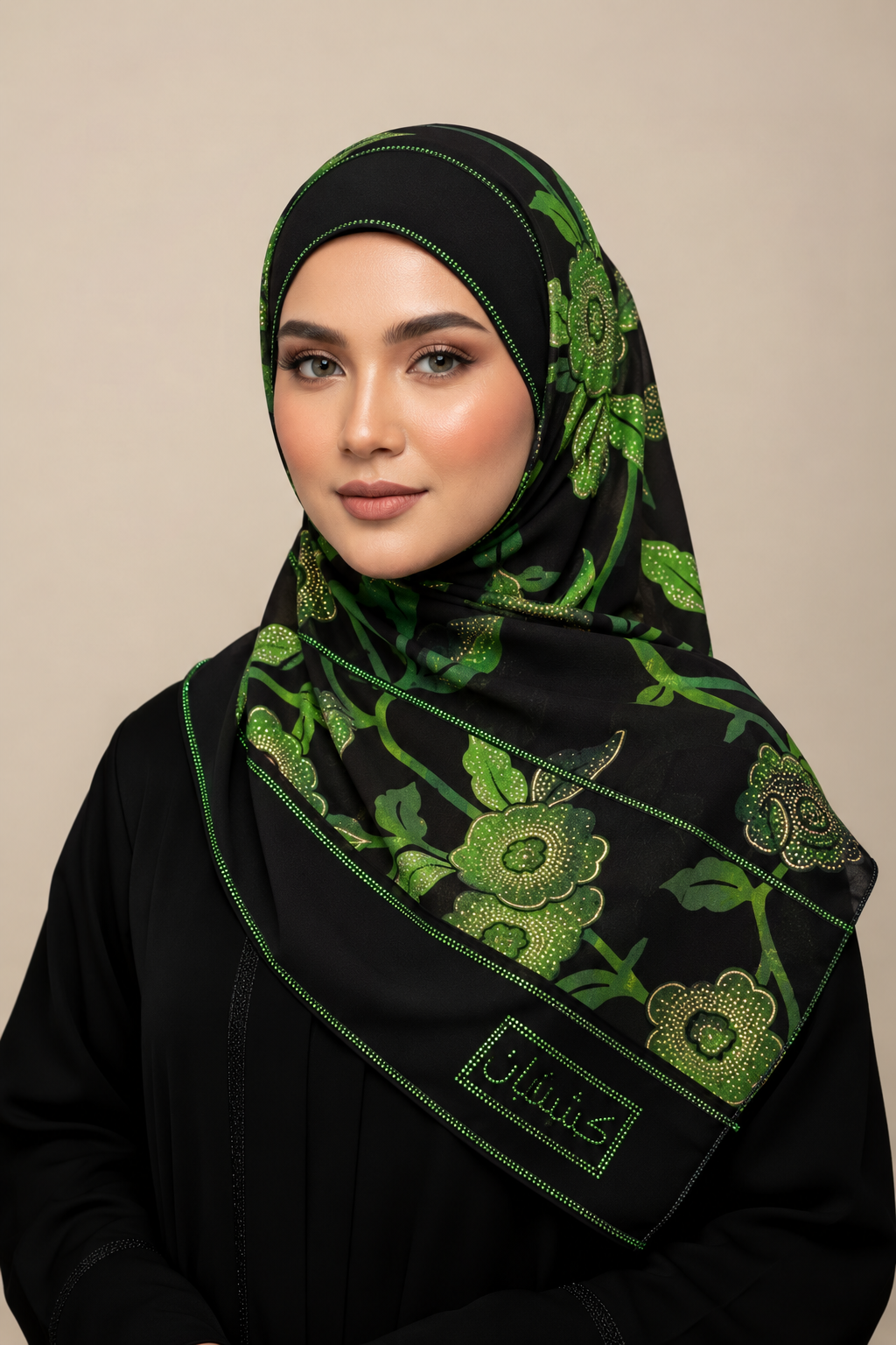 Emirati Noir Floral Hijab