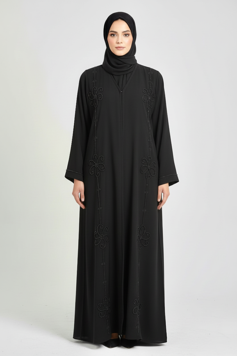 Abaya bordada en pedrería