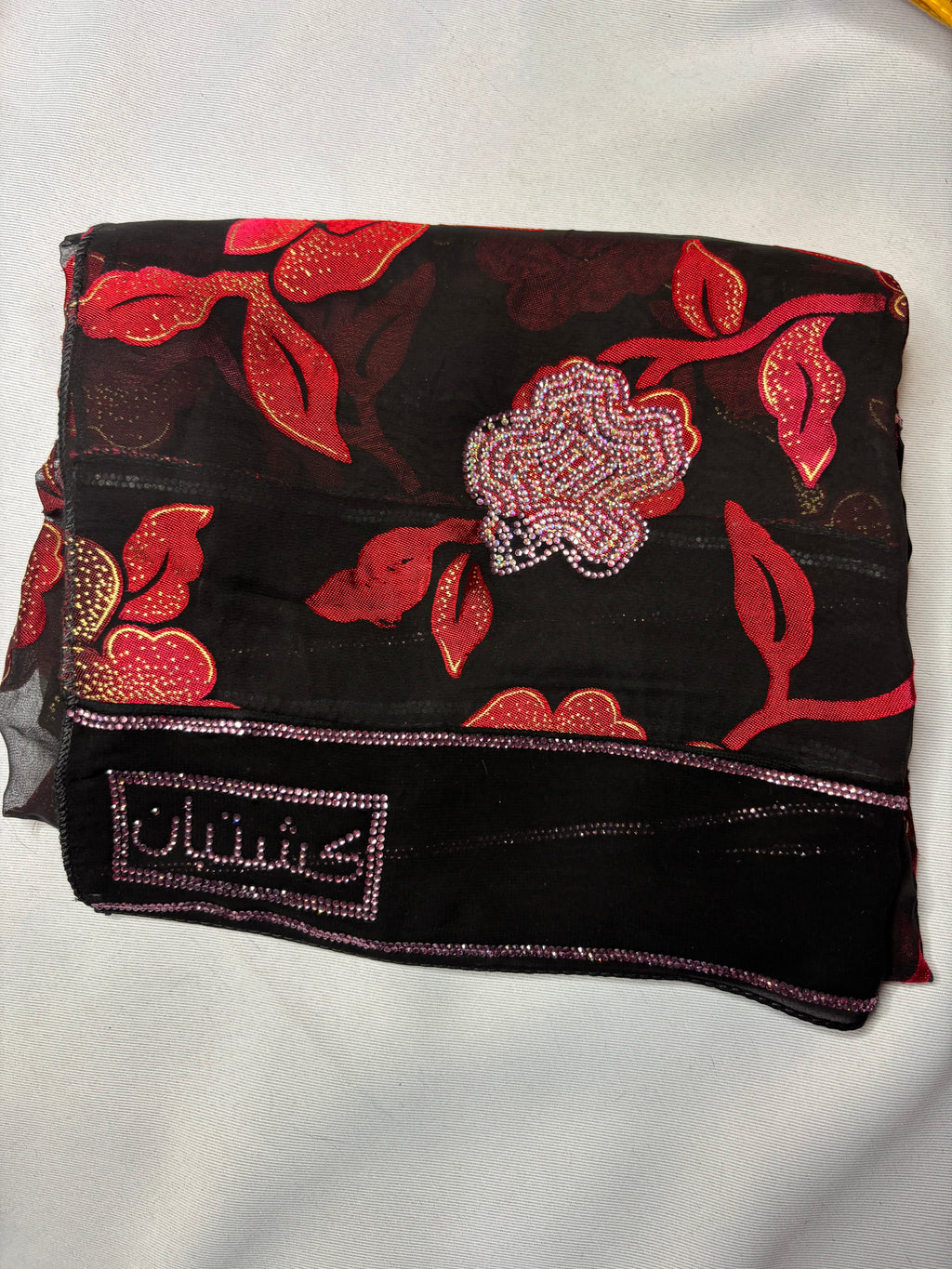Emirati Noir Floral Hijab