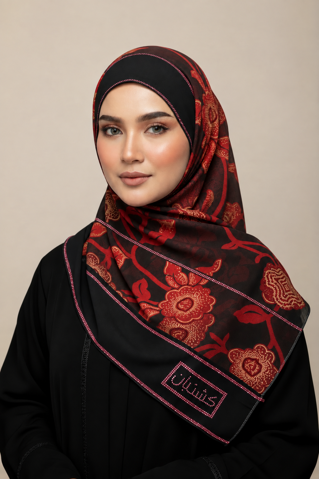 Emirati Noir Floral Hijab